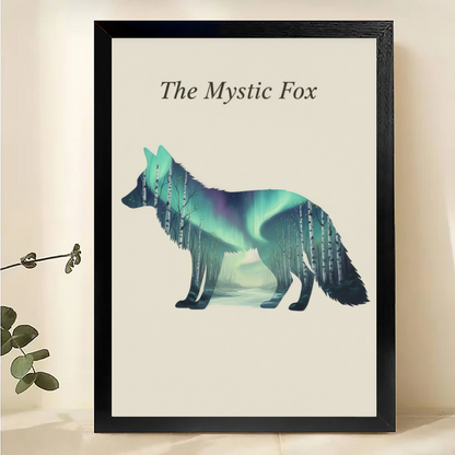 The Mystic Fox - Northern Lights Aurora Fox Wall Art Print