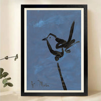 Abstract Bird on Branch Wall Art - Zen Minimalist Ink Painting Canvas Print