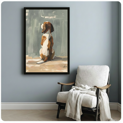 Beagle Looking Up Minimalist Oil Canvas Wall Art