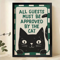 All Guests Must Be Approved By the Cat Wall Art - Green Stripe Retro Canvas Print