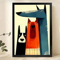 Colorful Dog Trio Wall Art - Abstract Pet Portrait