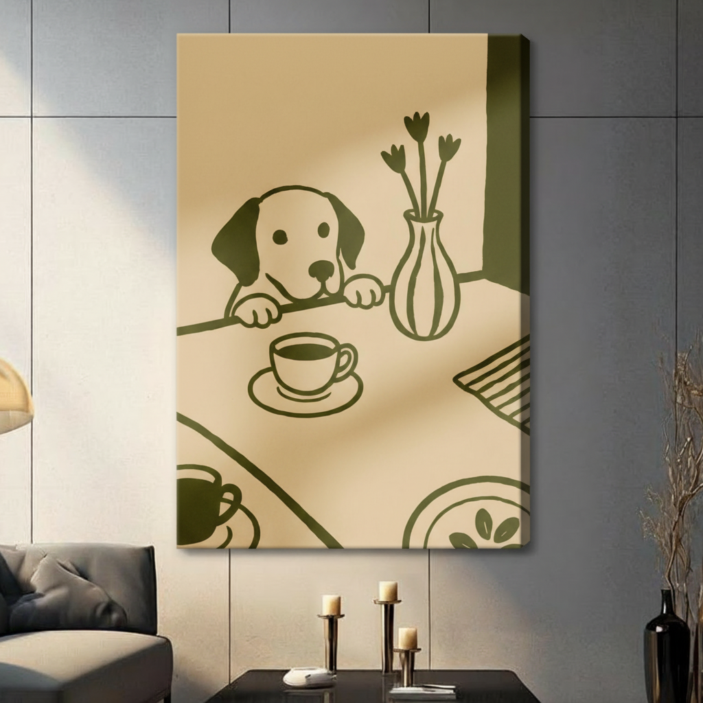 Labrador Peeking Table Minimalist Canvas Wall Art