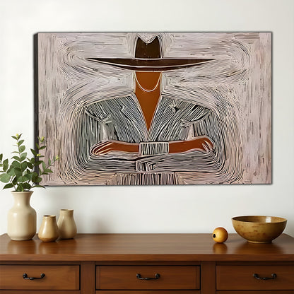 The Zen Abstract Figure – Calm Minimalist Wall Art on Natural Wood Canvas