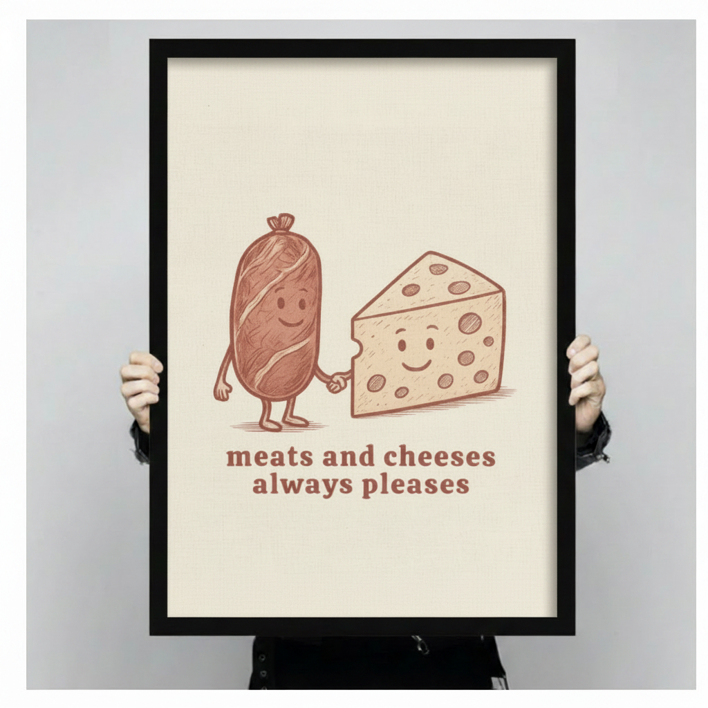 Meats and Cheeses Always Pleases Funny Canvas Wall Art