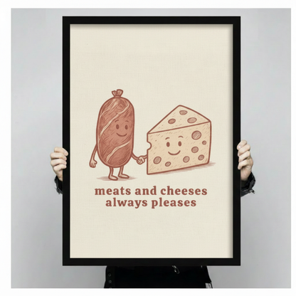 Meats and Cheeses Always Pleases Funny Canvas Wall Art