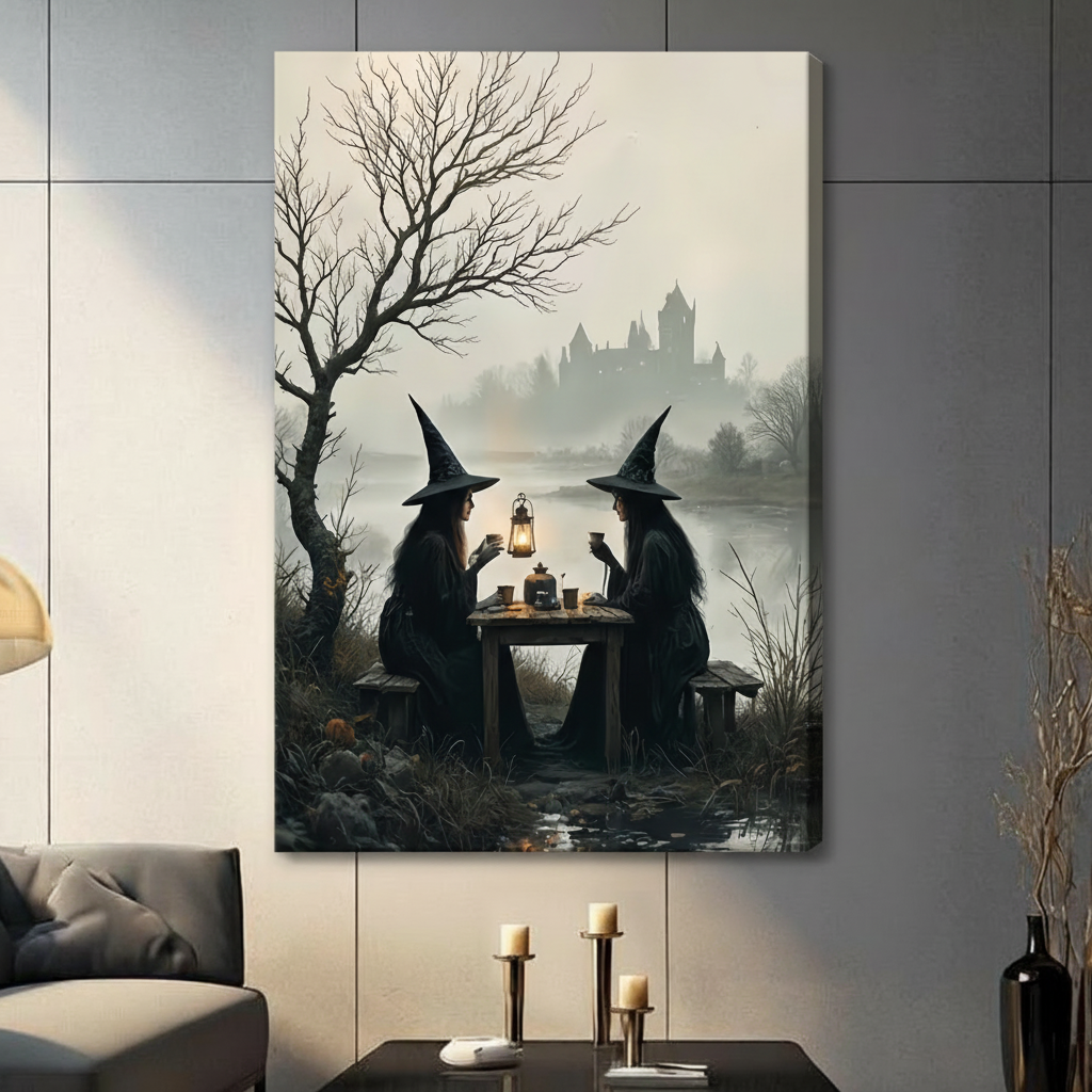 Gothic Witches Tea Party Dark Oil Canvas Art Wall Art
