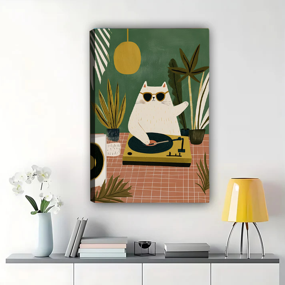 Cool Cat DJ Wall Art - Retro Music Canvas Print