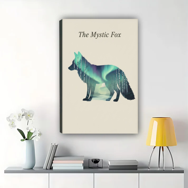 The Mystic Fox - Northern Lights Aurora Fox Wall Art Print