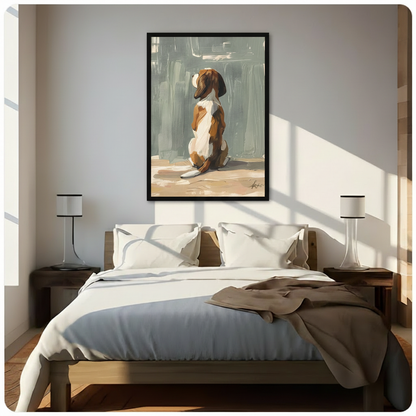 Beagle Looking Up Minimalist Oil Canvas Wall Art