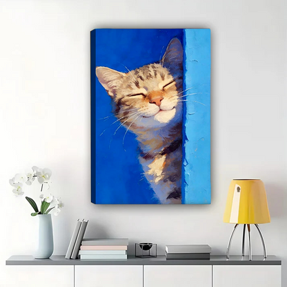 Happy Sleeping Cat Wall Art - Peaceful Tabby Portrait Print