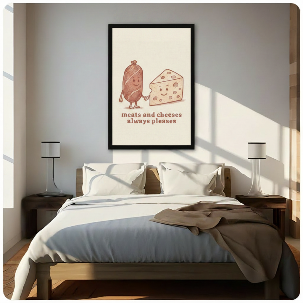 Meats and Cheeses Always Pleases Funny Canvas Wall Art