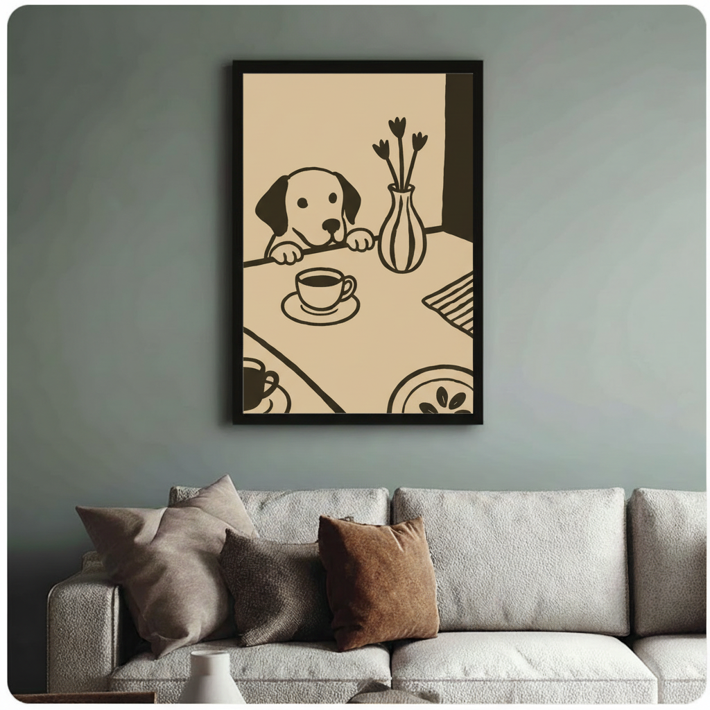Labrador Peeking Table Minimalist Canvas Wall Art