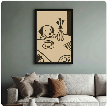 Labrador Peeking Table Minimalist Canvas Wall Art