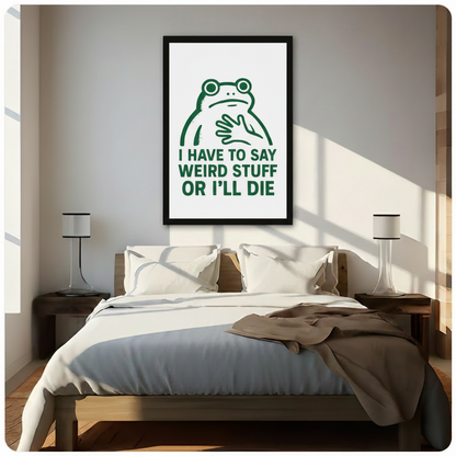 Funny Frog Weird Stuff Quote Canvas Wall Art