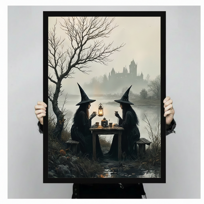 Gothic Witches Tea Party Dark Oil Canvas Art Wall Art