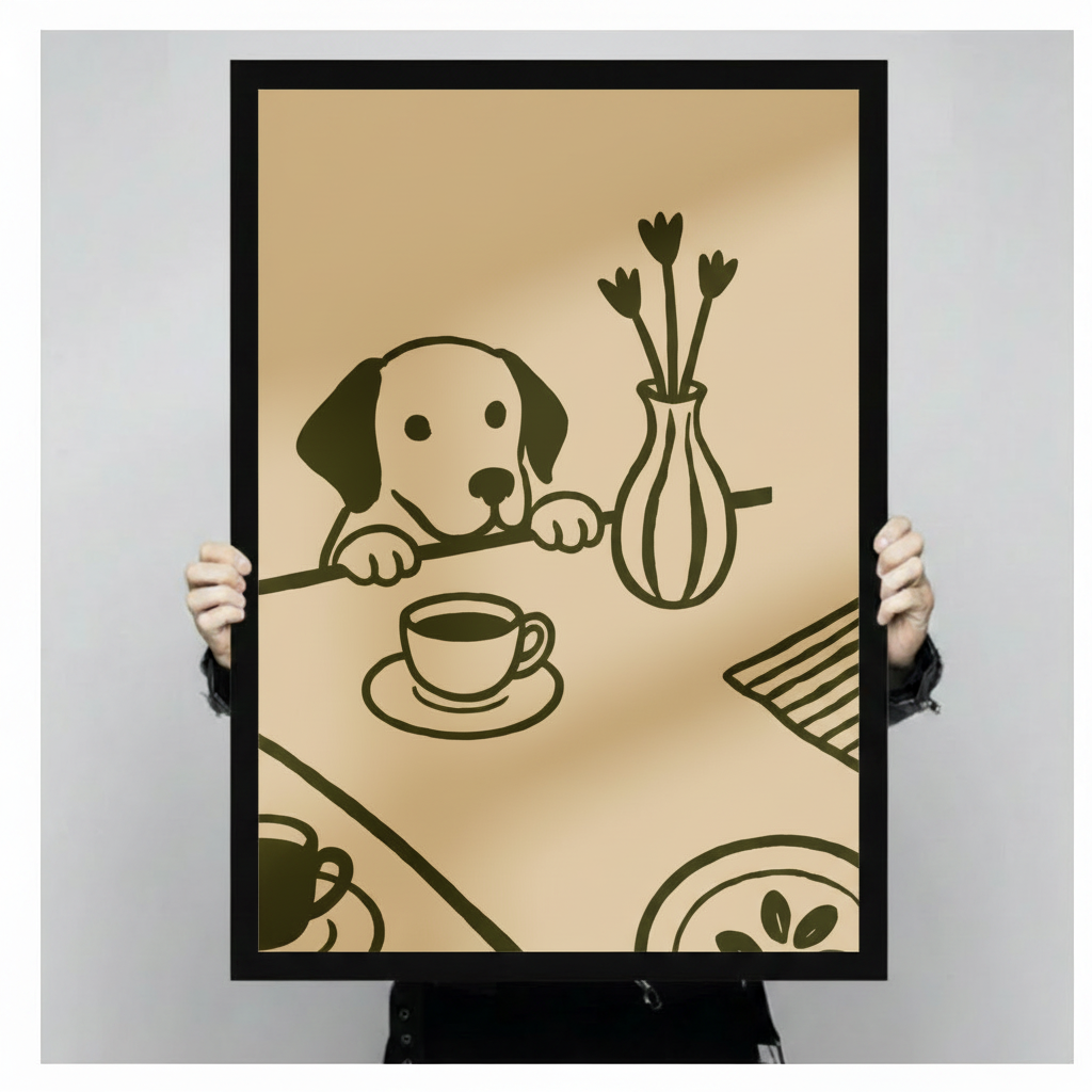Labrador Peeking Table Minimalist Canvas Wall Art