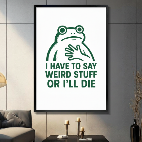 Funny Frog Weird Stuff Quote Canvas Wall Art