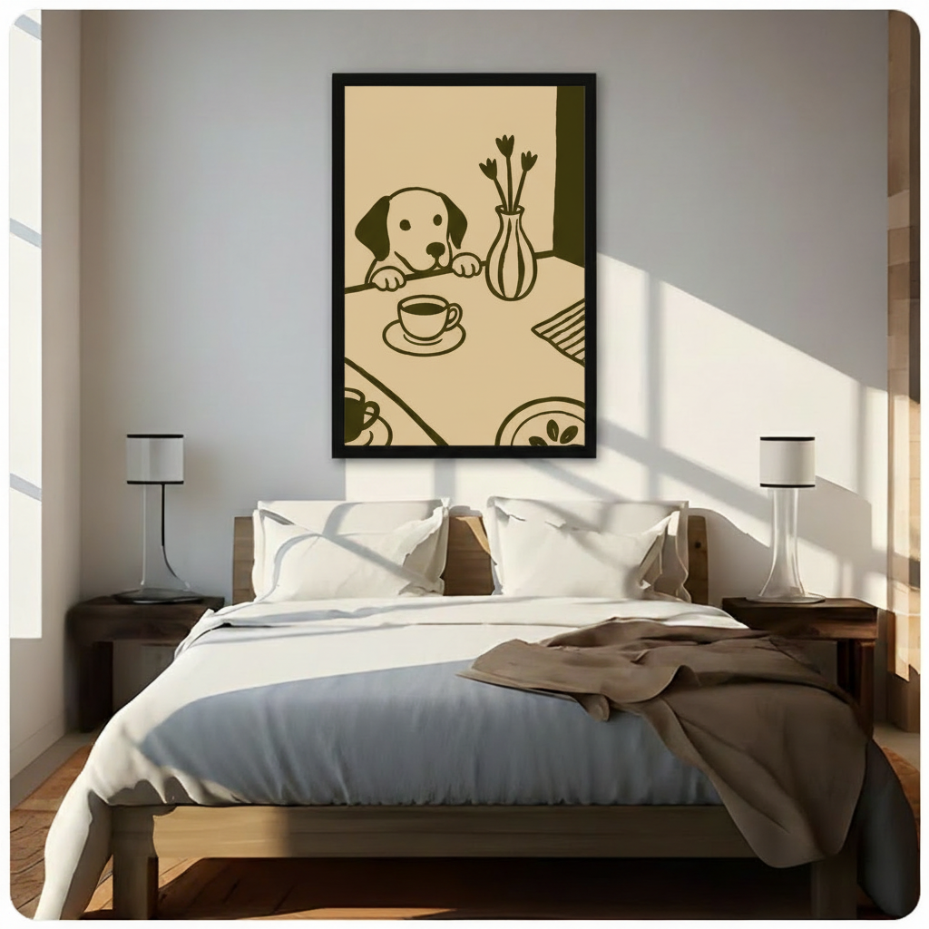 Labrador Peeking Table Minimalist Canvas Wall Art