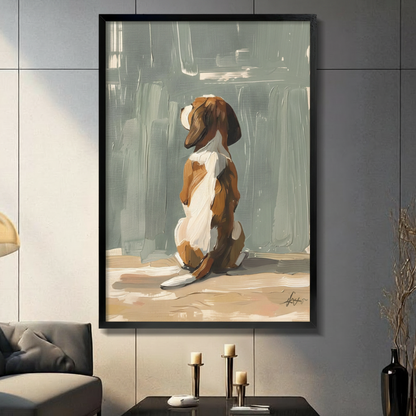 Beagle Looking Up Minimalist Oil Canvas Wall Art