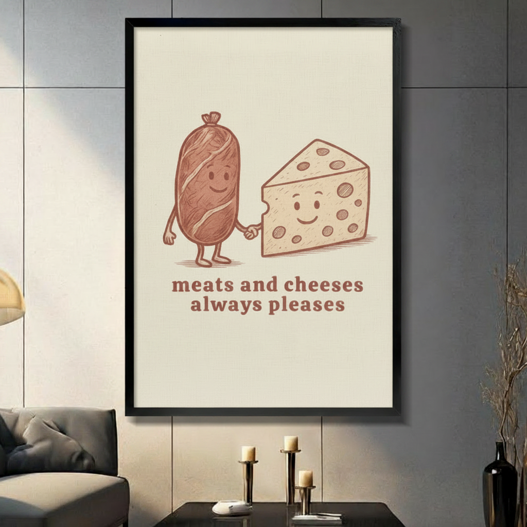 Meats and Cheeses Always Pleases Funny Canvas Wall Art