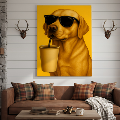 Dog Cool Drink 3D Wrapped Canvas Wall Art
