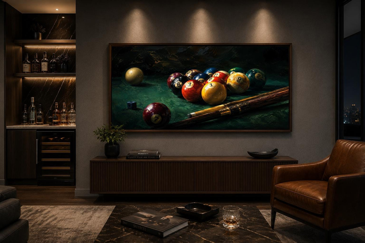 Billiard Balls Canvas Print – Realistic Pool Table Wall Art for Game Room Decor