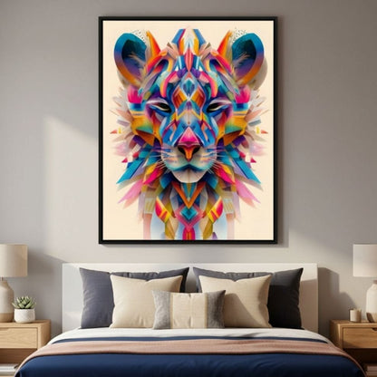 Vivid Geometric Lion Majesty Canvas Wall Art