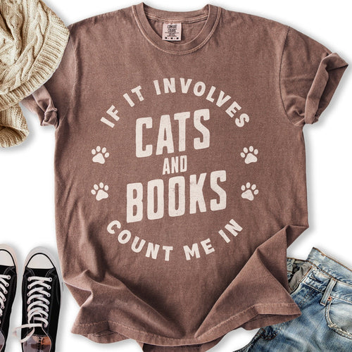 Involves Cats & Books Relaxed Tee