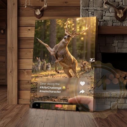 Deer Canvas Funny Dancing Lights Antlers Canvas Wall Art