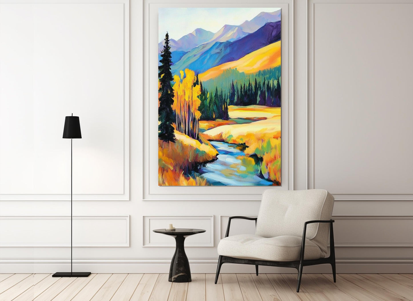 Alpine Landscape Canvas | Impressionist Wall Art - Framed, Ready to Hang
