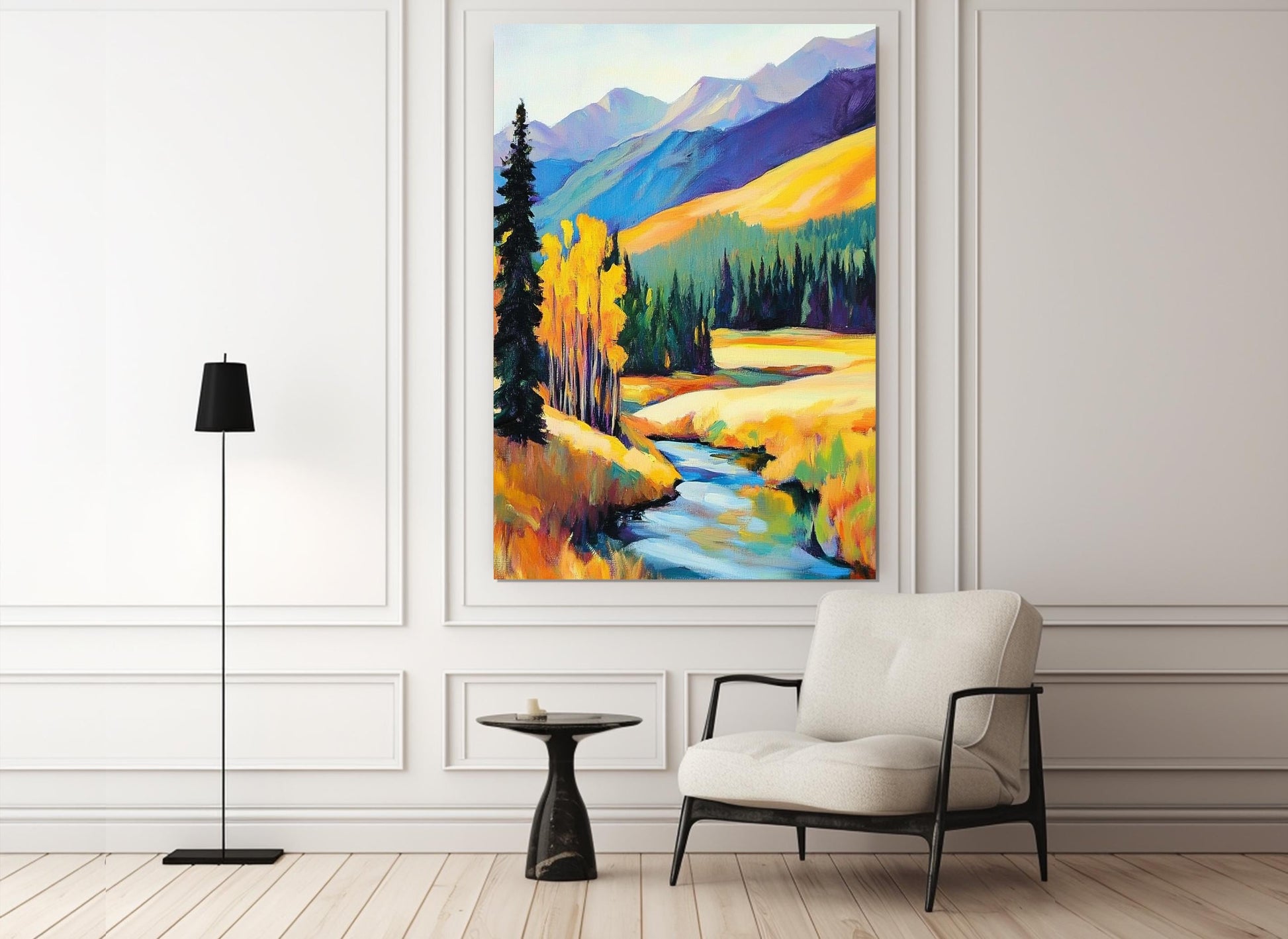 Alpine Landscape Canvas | Impressionist Wall Art - Framed, Ready to Hang