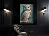 Rustic Owl Wall Art – Owl Canvas Print on Branch | Ready to Hang Decor