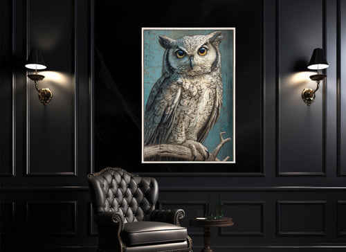 Rustic Owl Wall Art – Owl Canvas Print on Branch | Ready to Hang Decor