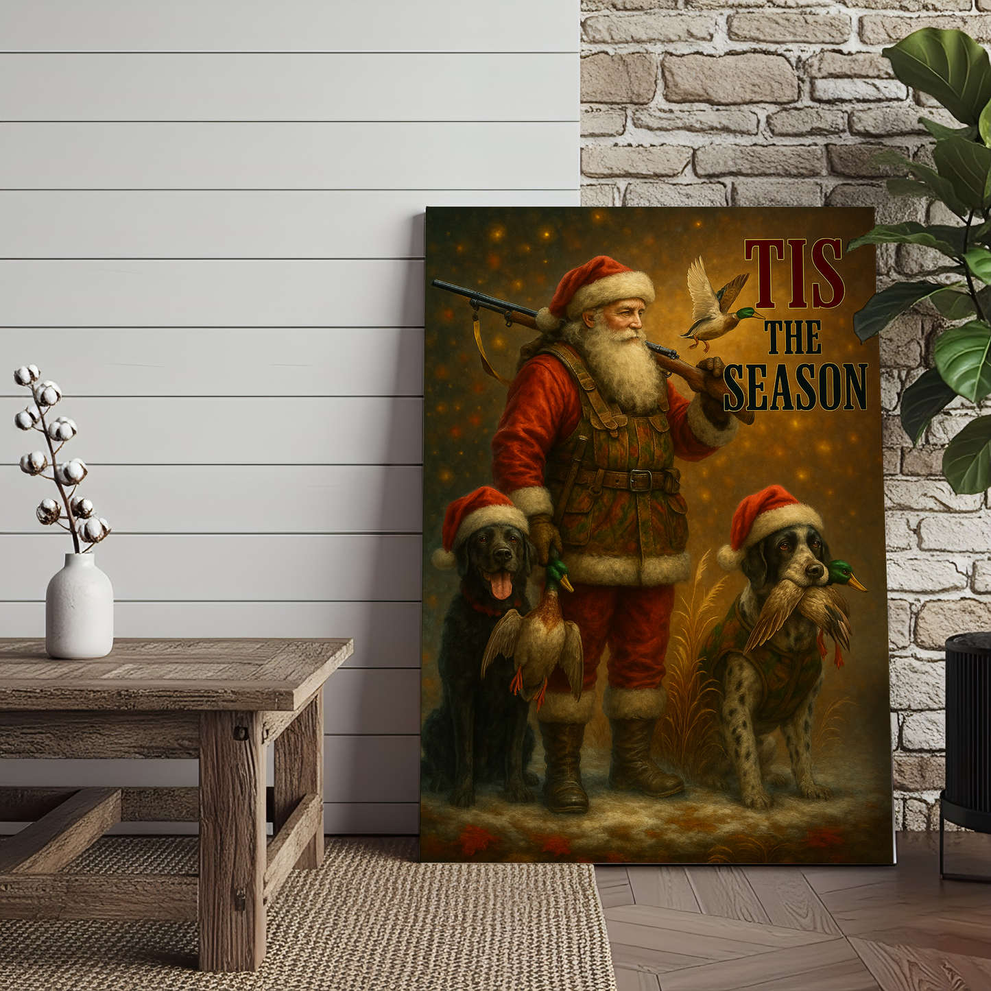 Santa Hunting Season 3D Wrapped Canvas Wall Art