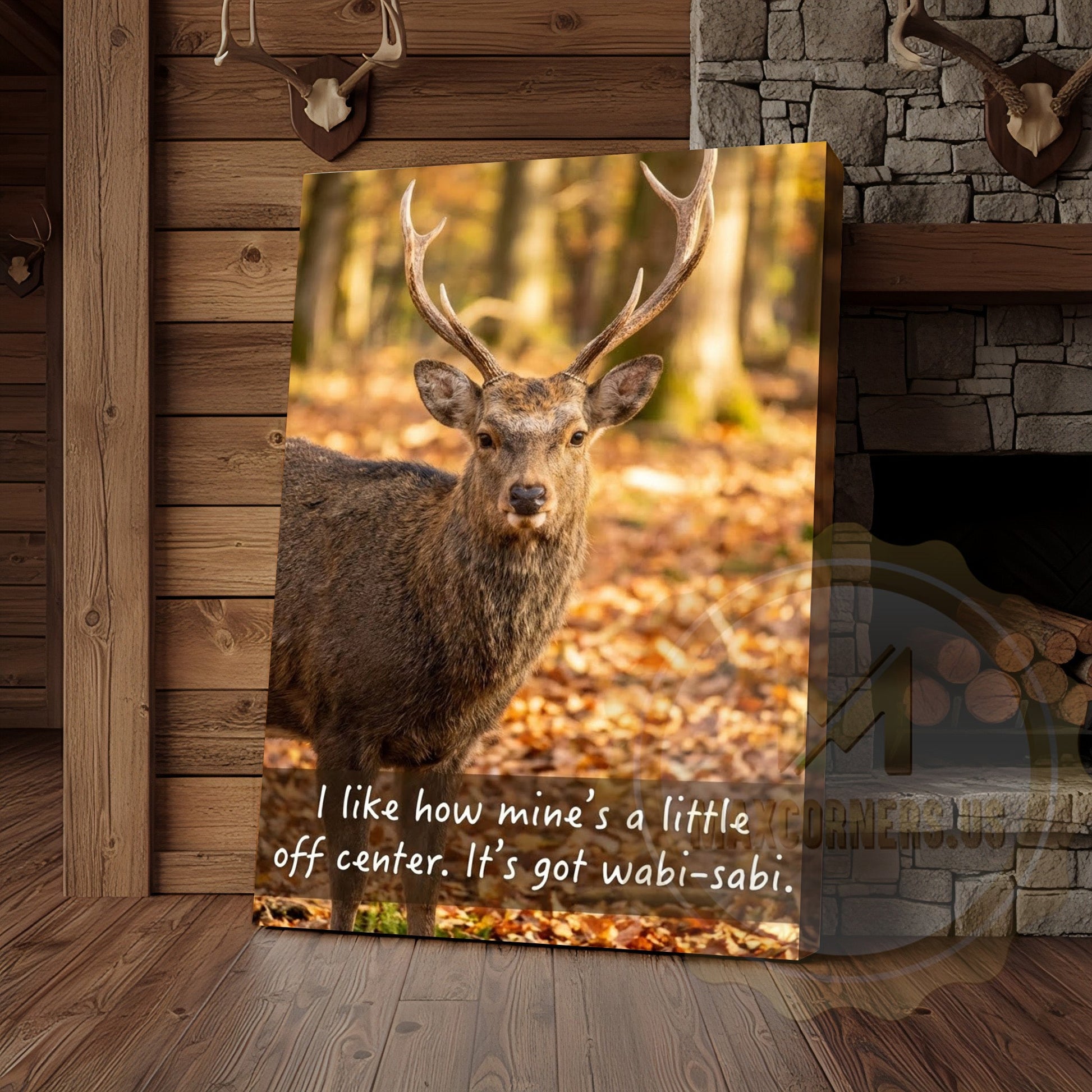 Deer Canvas Wabi Sabi Autumn Forest Scene Canvas Wall Art