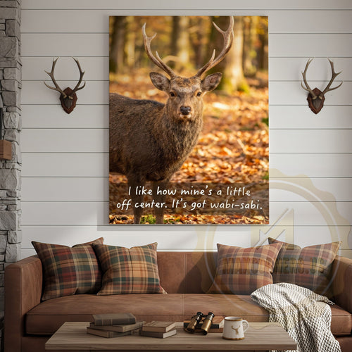 Deer Canvas Wabi Sabi Autumn Forest Scene Canvas Wall Art