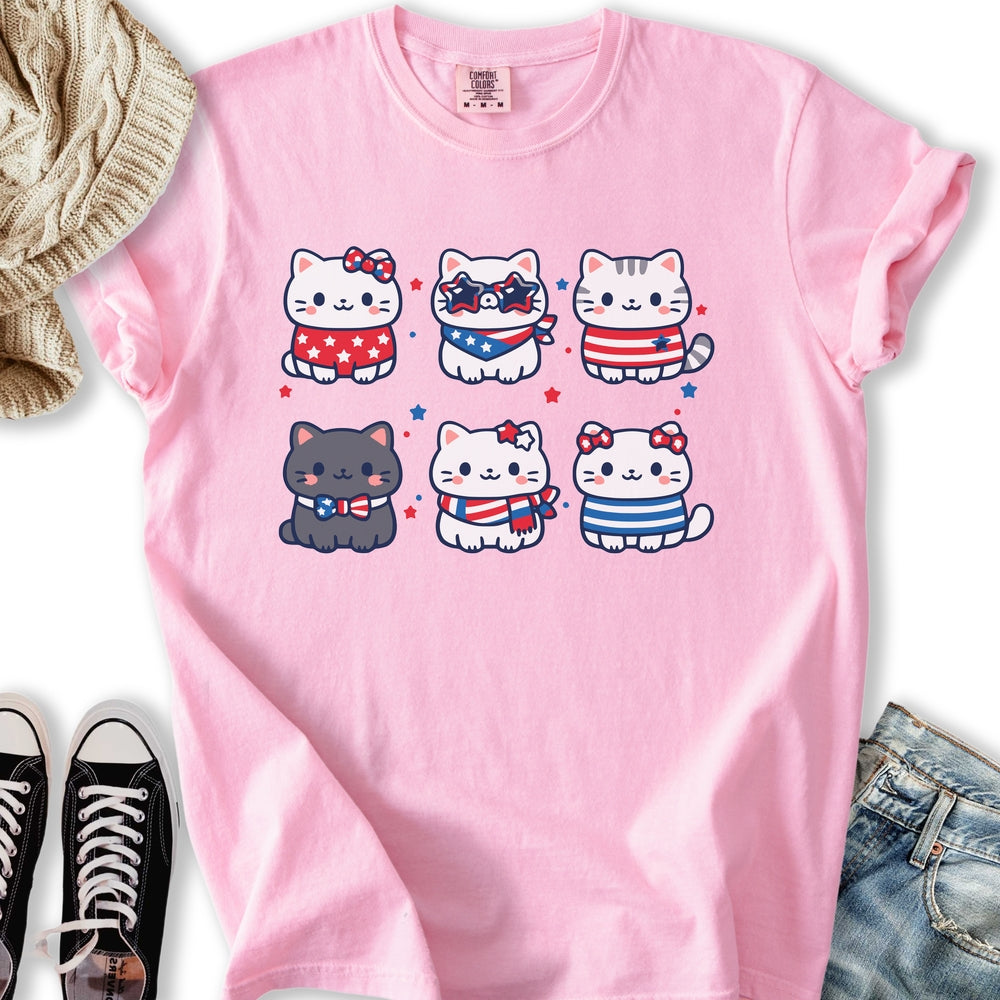 Cute Patriotic Cats Relaxed Tee