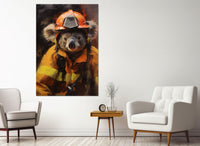 Firefighter Canvas Print – Abstract Koala Art | Unique Firefighter Gift, Ready to Hang