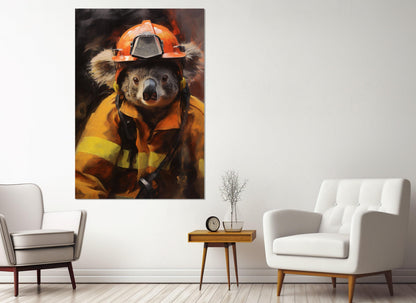 Firefighter Canvas Print – Abstract Koala Art | Unique Firefighter Gift, Ready to Hang