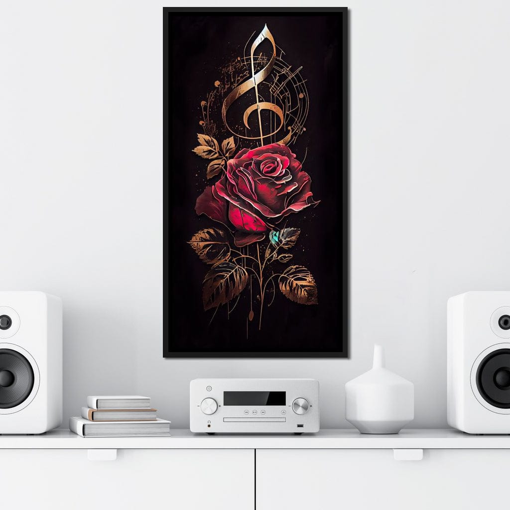 Red Rose & Musical Notes Canvas Wall Art