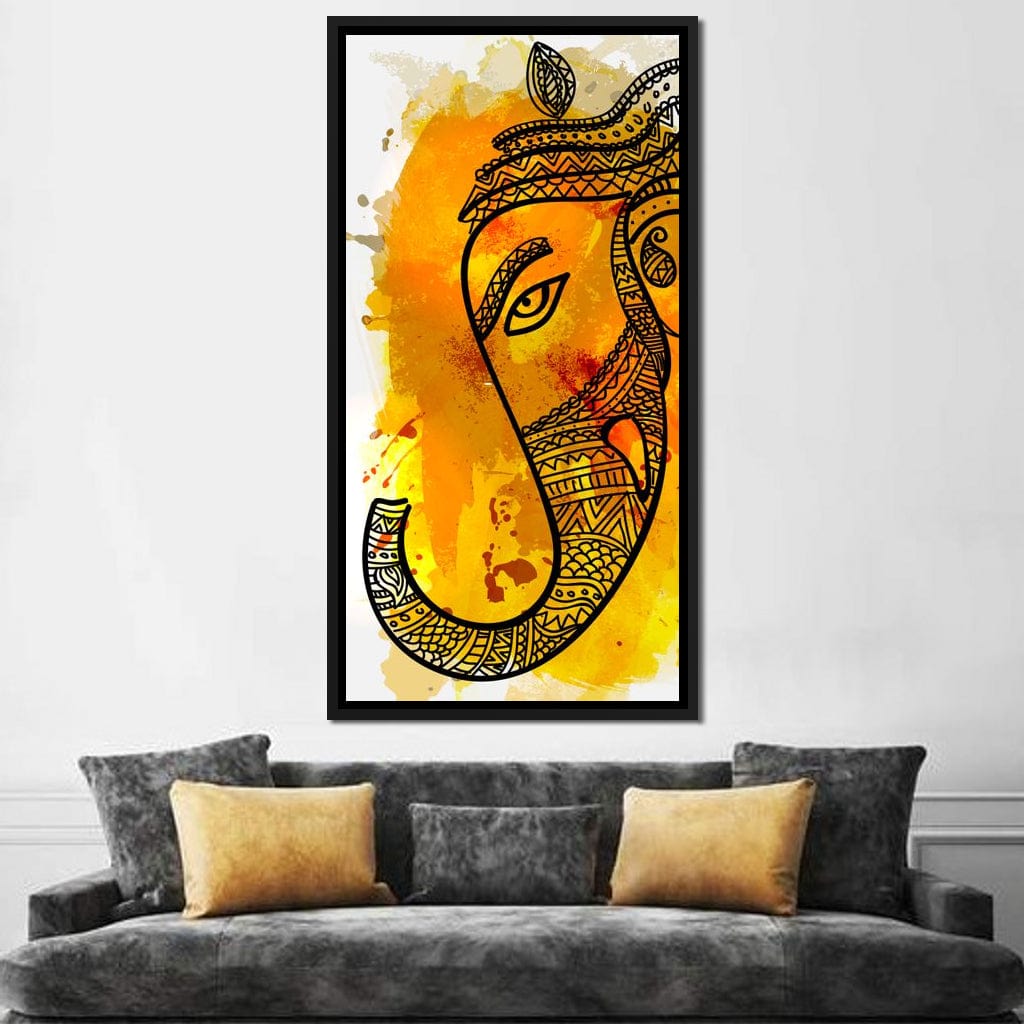 Lord Ganesha in Yellow Canvas Wall Art