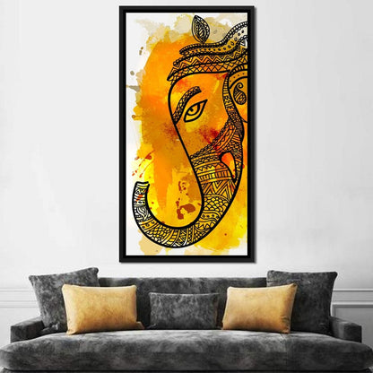 Lord Ganesha in Yellow Canvas Wall Art
