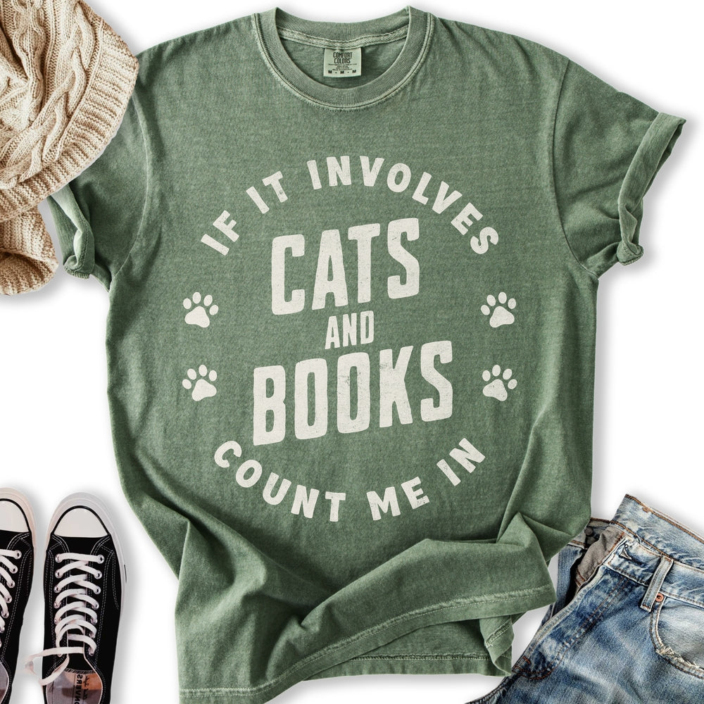 Involves Cats & Books Relaxed Tee
