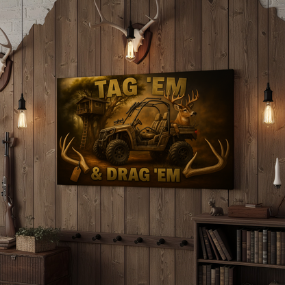 Deer Tag and Drag 3D Wrapped Canvas Wall Art