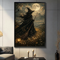 Full Moon Witch Field Gothic Canvas Art Wall Art