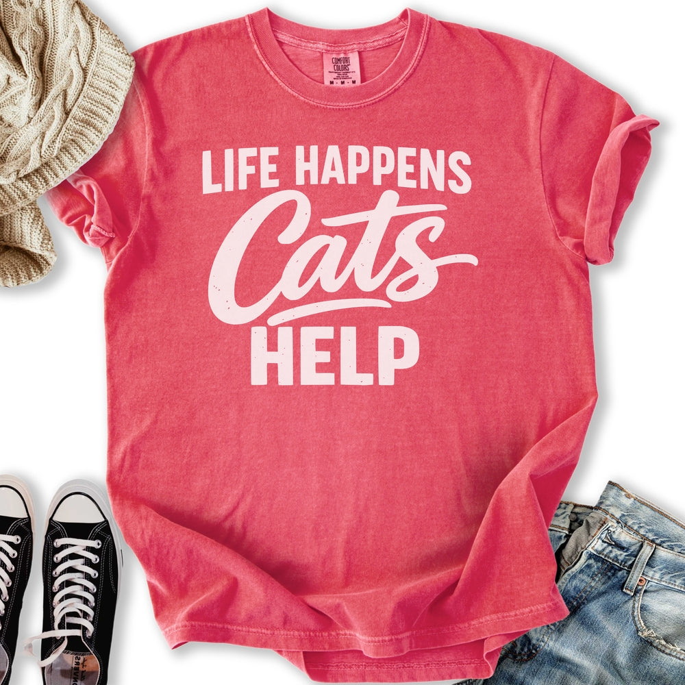 Life Happens Cats Help Relaxed Tee