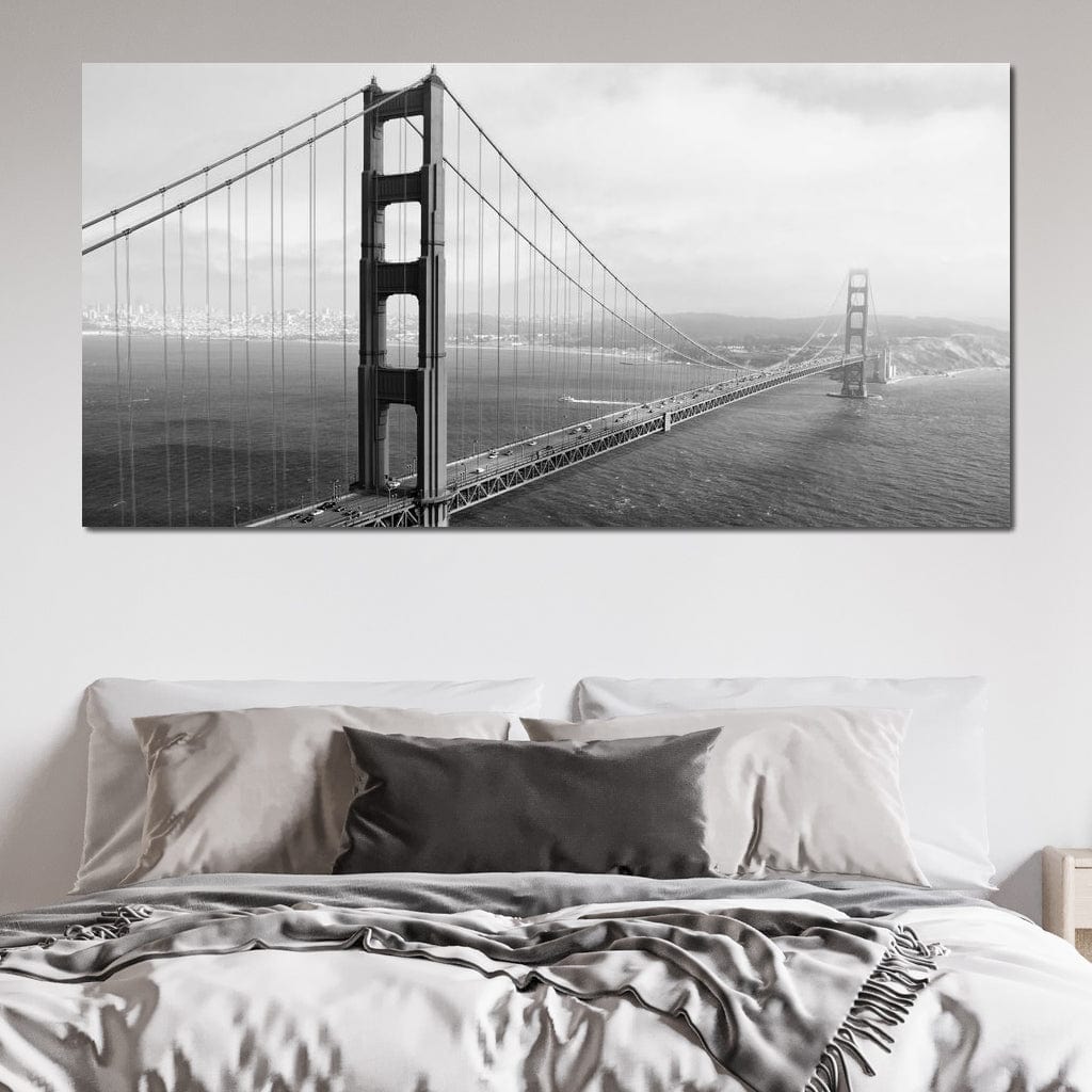 Golden Gate Bridge in Black & White Canvas Wall Art