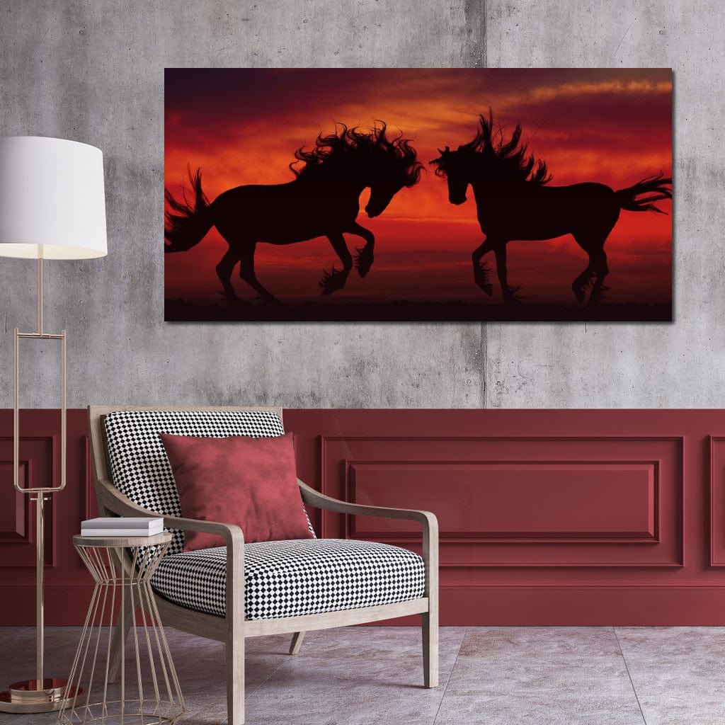 Stallion Sunset Canvas Wall Art