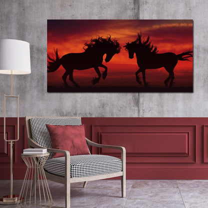 Stallion Sunset Canvas Wall Art