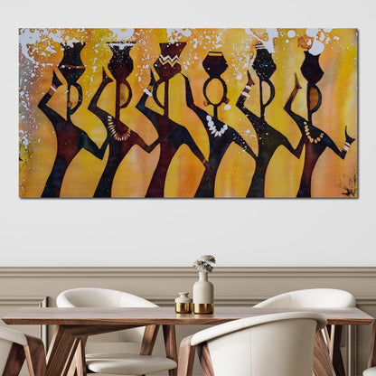 African Women with Jars Canvas Wall Art